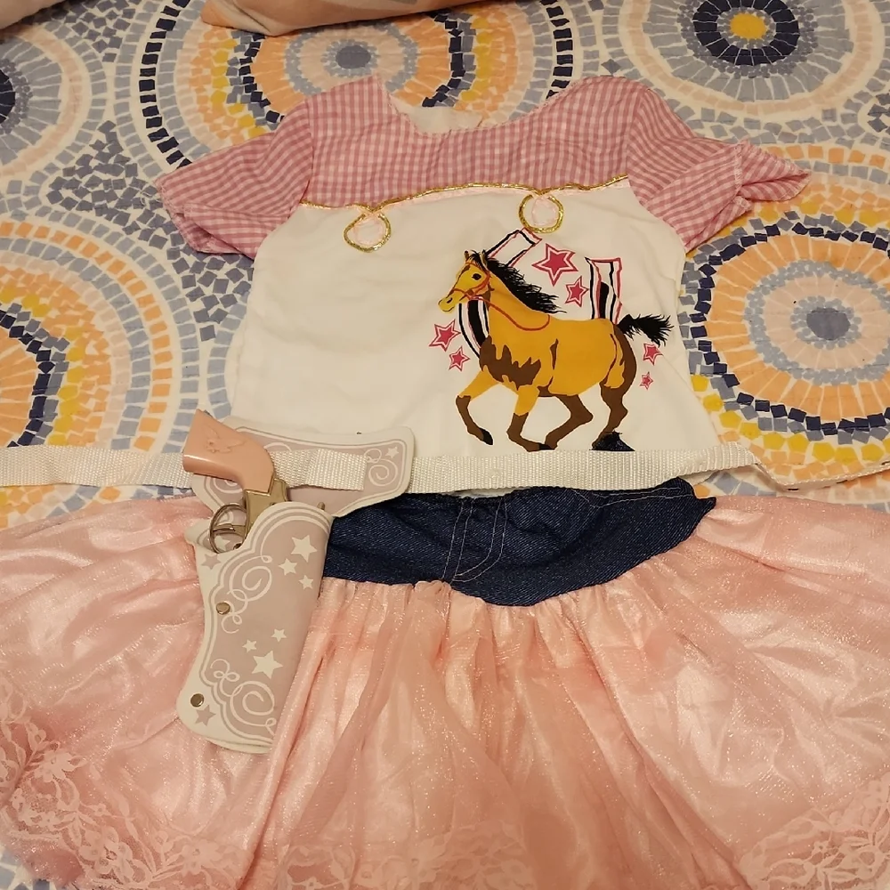 Pink and White Horse-Themed Kids Costume Set For 3- 4Yr Small